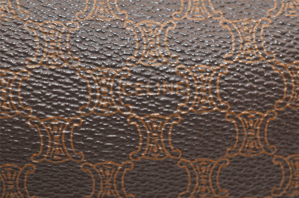 Authentic CELINE Macadam Blason Pattern Clutch Hand Bag PVC Leather Brown 5140K