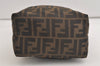 Authentic FENDI Zucca Hand Bag Pouch Nylon Leather Brown 5141K