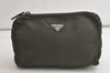 Authentic PRADA Vintage Nylon Tessuto Leather Pouch Purse Khaki Green 5142K