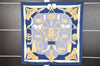 Authentic HERMES Carre 90 Scarf "ETRIERS" Silk Navy 5143I