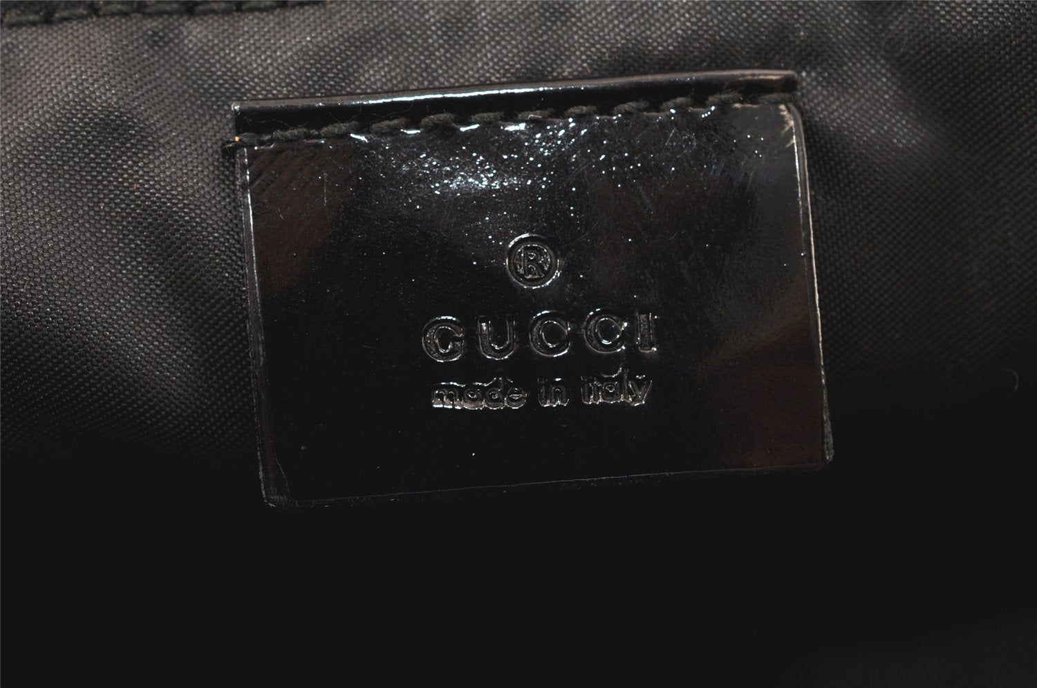 Authentic GUCCI Vanity Hand Bag Purse Nylon Enamel 0390951 Black 5143K