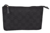 Authentic GUCCI Cosmetic Pouch Purse GG Canvas Leather 115237 Black 5144K