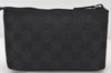 Authentic GUCCI Cosmetic Pouch Purse GG Canvas Leather 115237 Black 5144K
