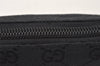 Authentic GUCCI Cosmetic Pouch Purse GG Canvas Leather 115237 Black 5144K