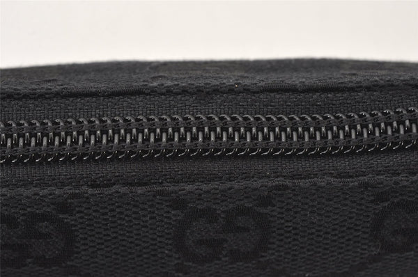 Authentic GUCCI Cosmetic Pouch Purse GG Canvas Leather 115237 Black 5144K