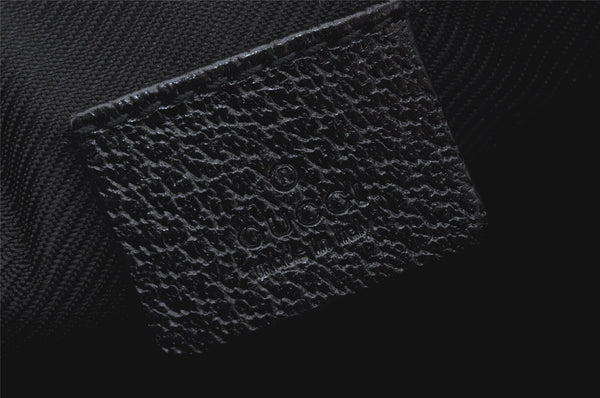 Authentic GUCCI Cosmetic Pouch Purse GG Canvas Leather 115237 Black 5144K