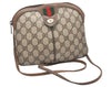 Authentic GUCCI Web Sherry Line Shoulder Bag GG PVC Leather Brown Junk 5145K