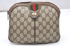 Authentic GUCCI Web Sherry Line Shoulder Bag GG PVC Leather Brown Junk 5145K