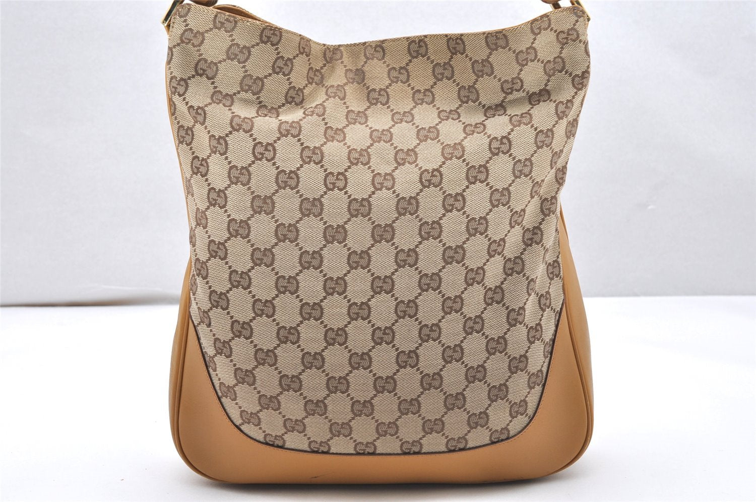 Authentic GUCCI Bamboo 2Way Shoulder Bag GG Canvas Leather 0014058 Brown 5146K