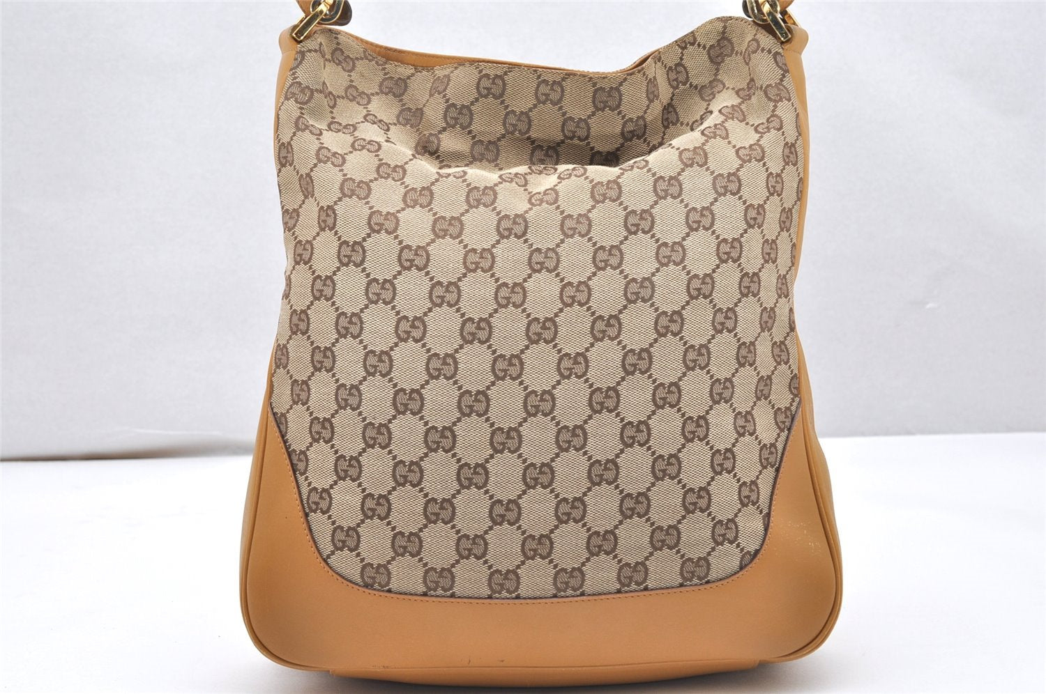Authentic GUCCI Bamboo 2Way Shoulder Bag GG Canvas Leather 0014058 Brown 5146K