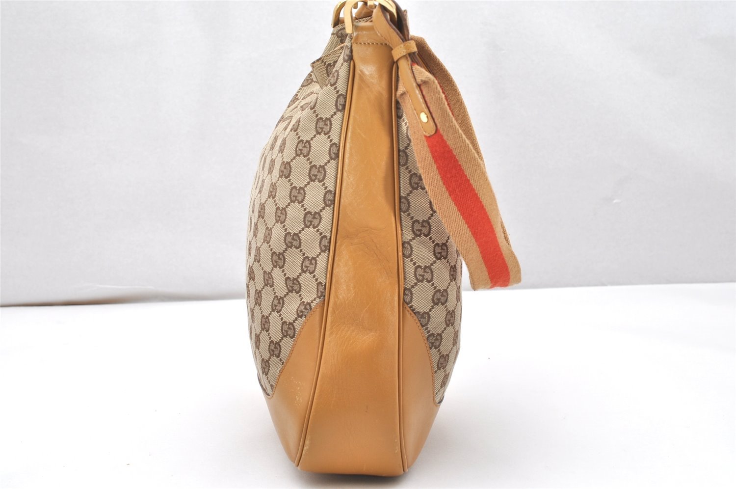 Authentic GUCCI Bamboo 2Way Shoulder Bag GG Canvas Leather 0014058 Brown 5146K