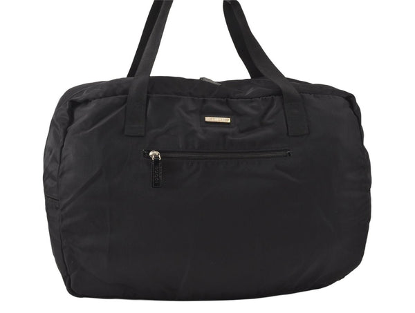 Authentic GUCCI Vintage Travel Boston Bag Nylon Enamel 0120389 Black 5148K