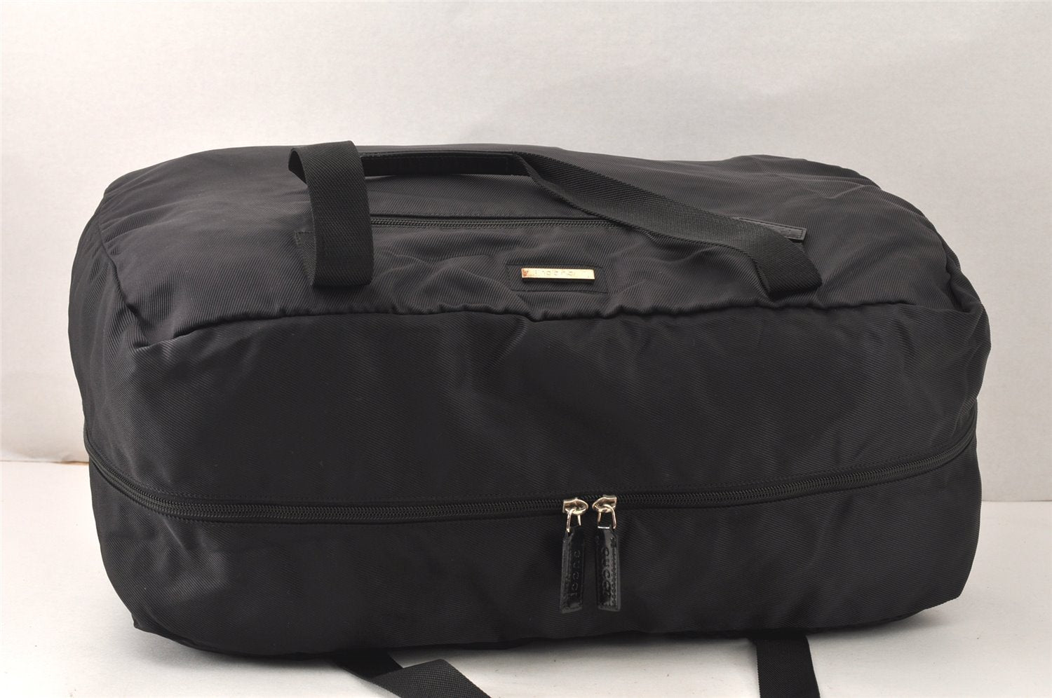 Authentic GUCCI Vintage Travel Boston Bag Nylon Enamel 0120389 Black 5148K