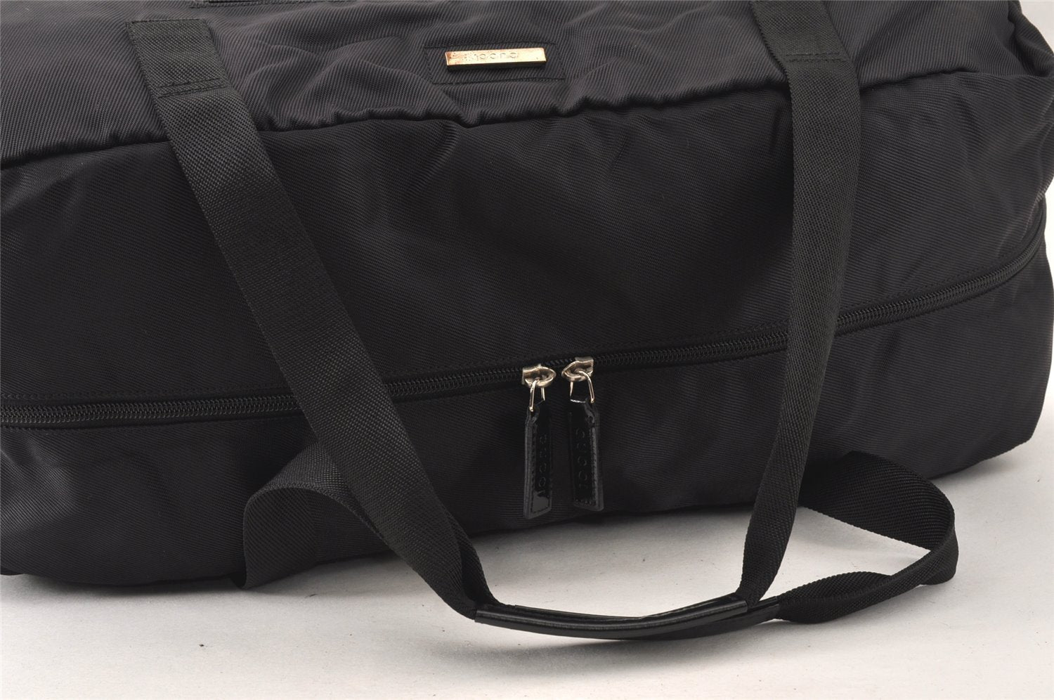 Authentic GUCCI Vintage Travel Boston Bag Nylon Enamel 0120389 Black 5148K