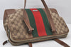 Authentic GUCCI Web Sherry Line Shoulder Hand Bag GG Canvas Leather Brown 5149K