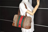 Authentic GUCCI Web Sherry Line Shoulder Hand Bag GG Canvas Leather Brown 5149K