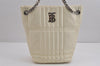 Authentic BURBERRY LOLA Leather Chain Shoulder Tote Bag White 5150J