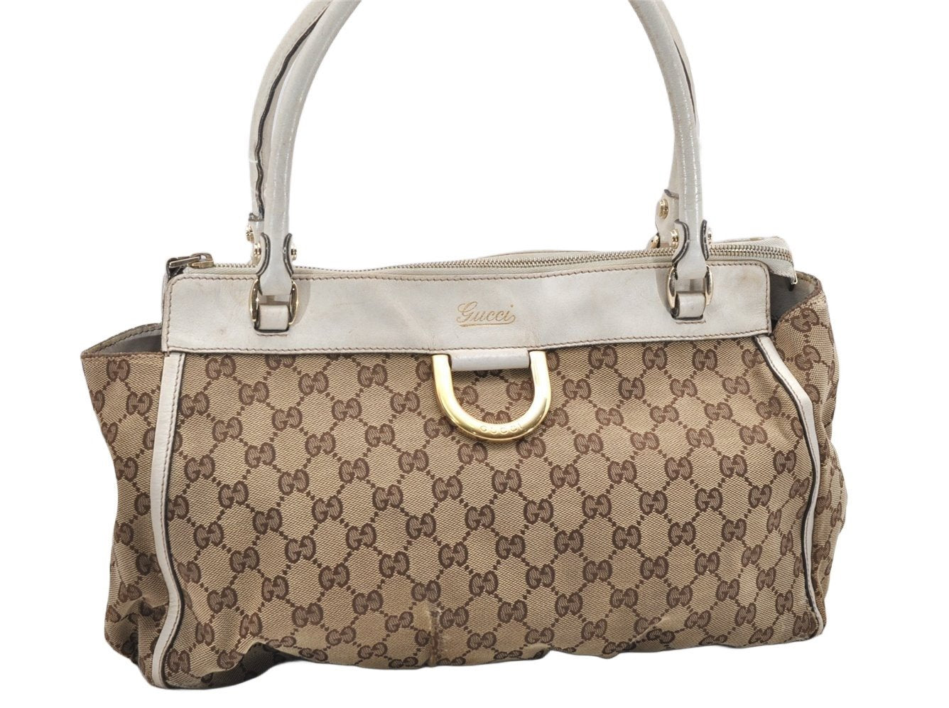 Authentic GUCCI Abbey Shoulder Tote Bag GG Canvas Leather 189831 Brown 5150K