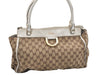 Authentic GUCCI Abbey Shoulder Tote Bag GG Canvas Leather 189831 Brown 5150K