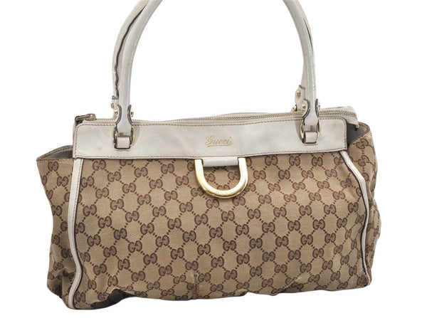 Authentic GUCCI Abbey Shoulder Tote Bag GG Canvas Leather 189831 Brown 5150K