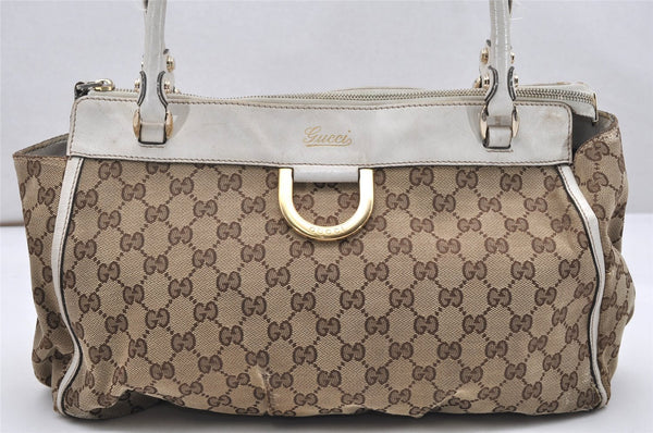 Authentic GUCCI Abbey Shoulder Tote Bag GG Canvas Leather 189831 Brown 5150K