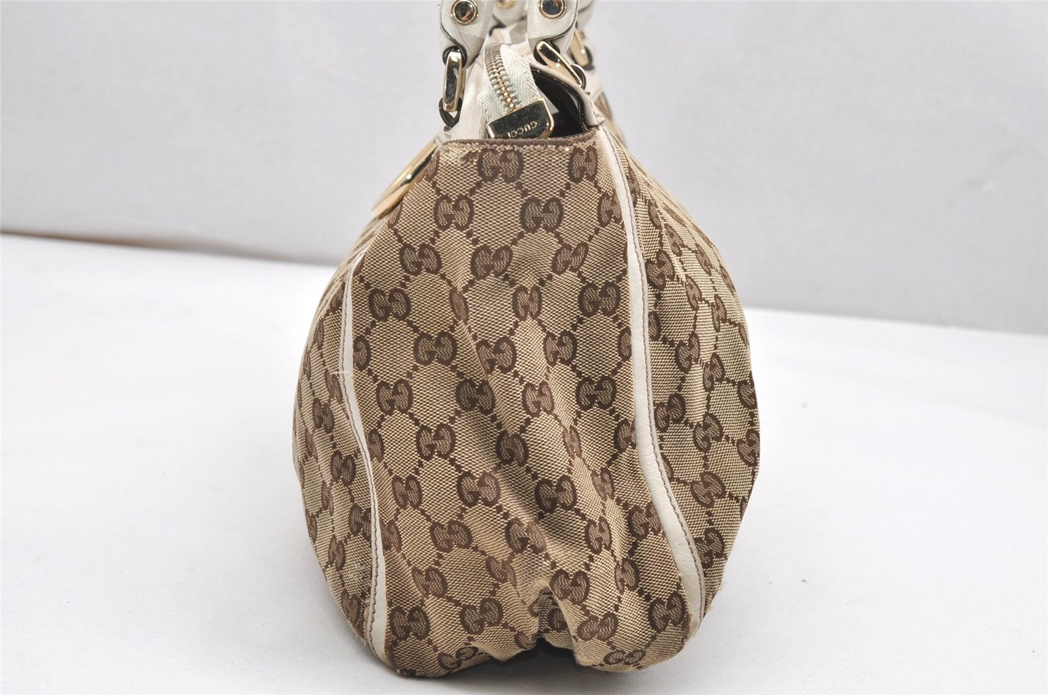 Authentic GUCCI Abbey Shoulder Tote Bag GG Canvas Leather 189831 Brown 5150K