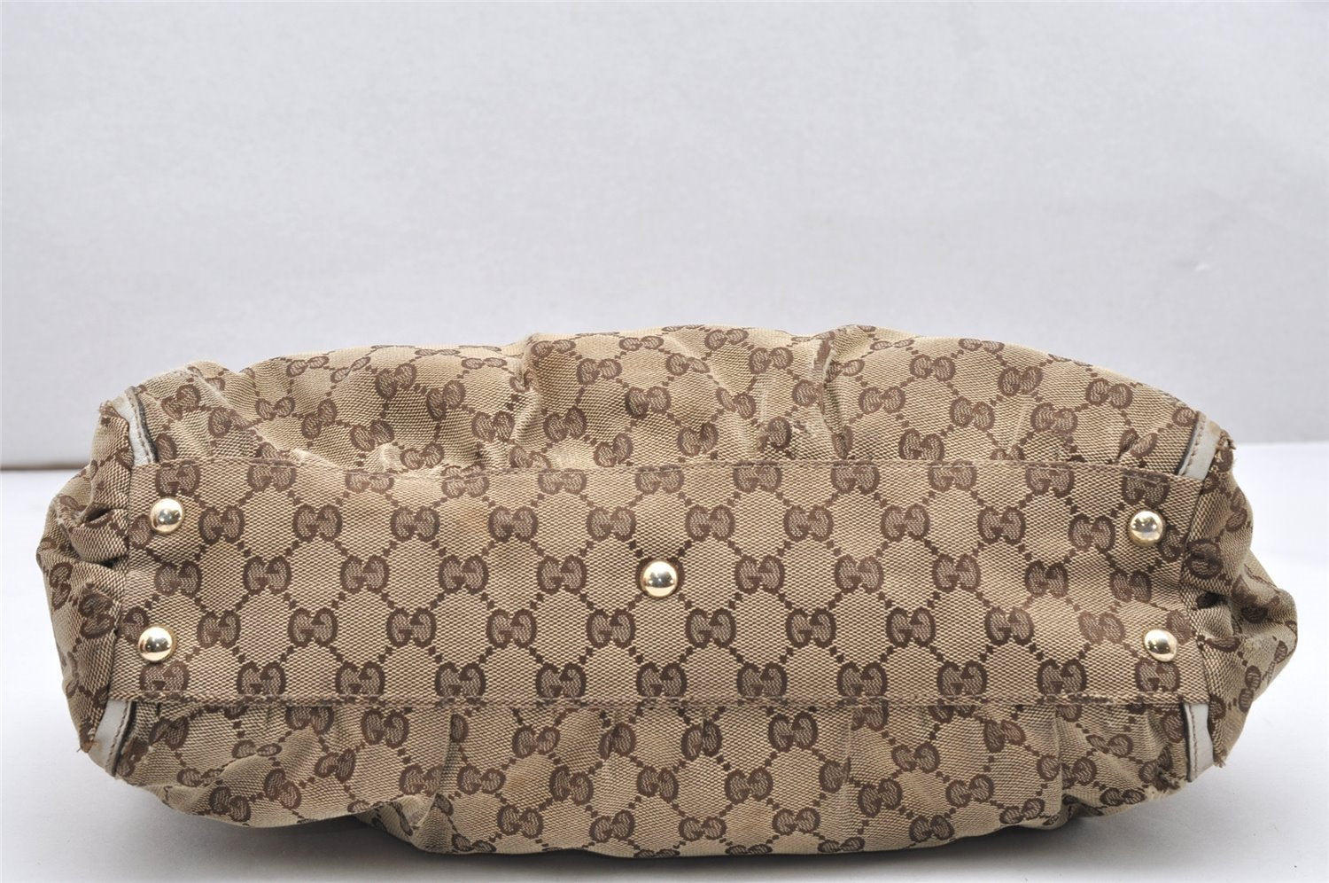 Authentic GUCCI Abbey Shoulder Tote Bag GG Canvas Leather 189831 Brown 5150K
