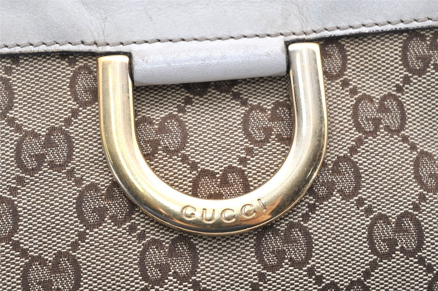 Authentic GUCCI Abbey Shoulder Tote Bag GG Canvas Leather 189831 Brown 5150K
