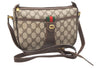 Authentic GUCCI Web Sherry Line Shoulder Bag GG PVC Leather Brown Junk 5151K