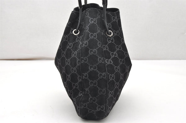 Authentic GUCCI Vintage Shoulder Tote Bag GG Suede Leather 0013748 Black 5152K