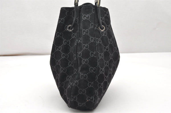 Authentic GUCCI Vintage Shoulder Tote Bag GG Suede Leather 0013748 Black 5152K