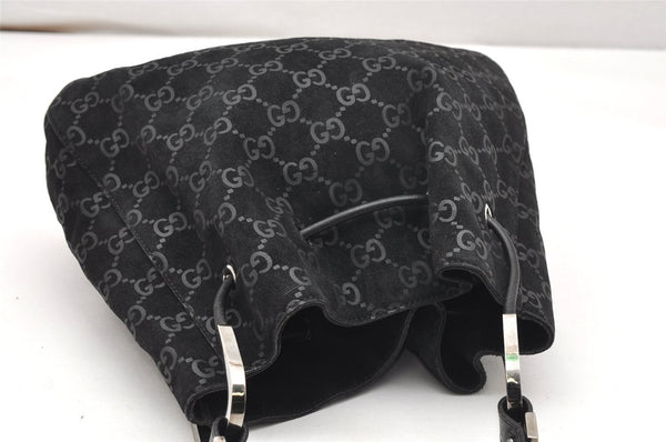 Authentic GUCCI Vintage Shoulder Tote Bag GG Suede Leather 0013748 Black 5152K