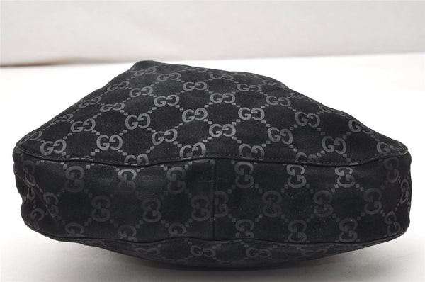 Authentic GUCCI Vintage Shoulder Tote Bag GG Suede Leather 0013748 Black 5152K