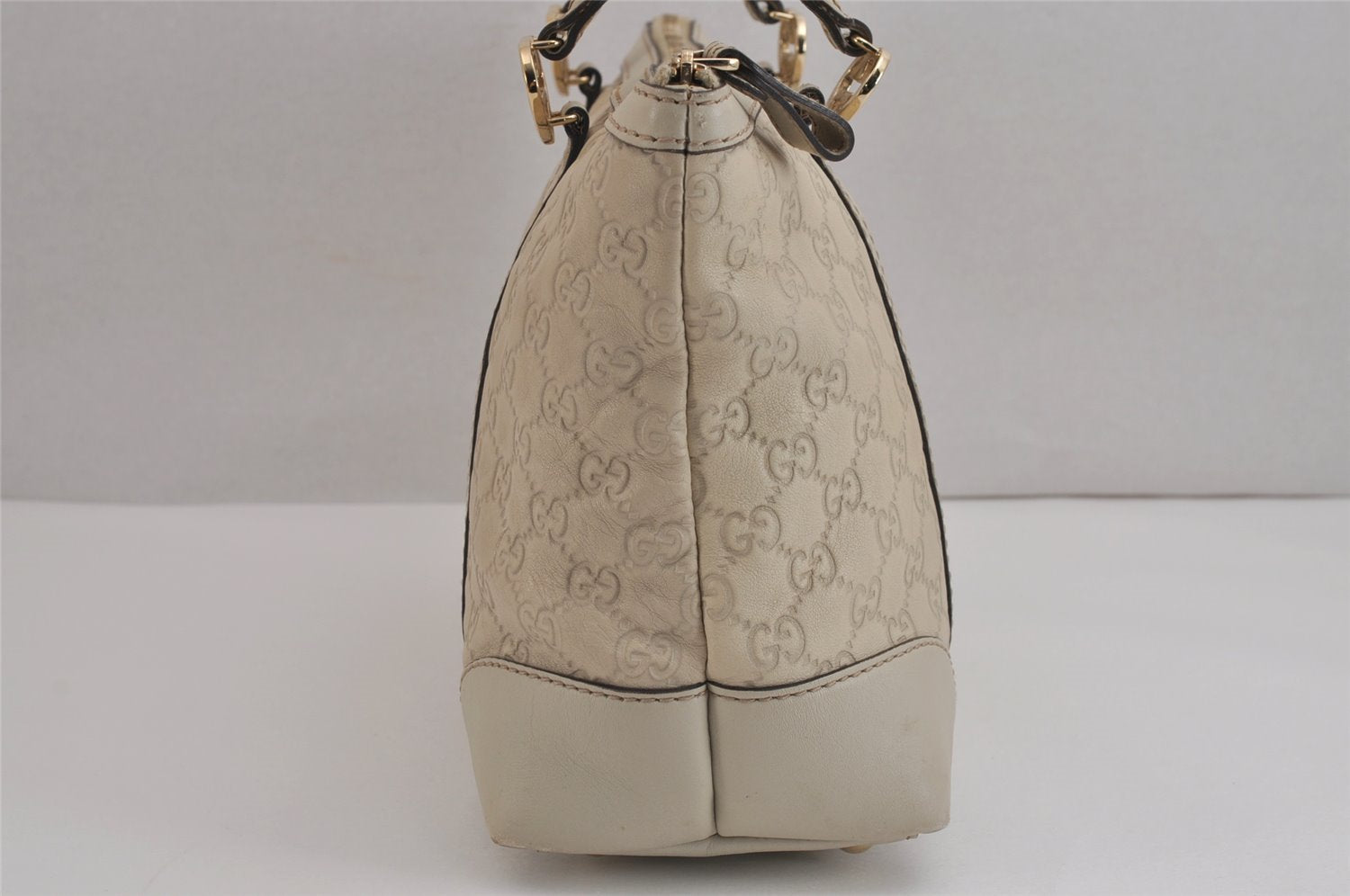 Authentic GUCCI Lovely Heart Guccissima GG Leather Tote Bag 257069 White 5153J