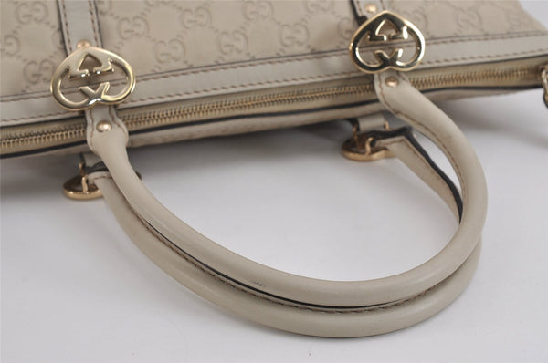 Authentic GUCCI Lovely Heart Guccissima GG Leather Tote Bag 257069 White 5153J
