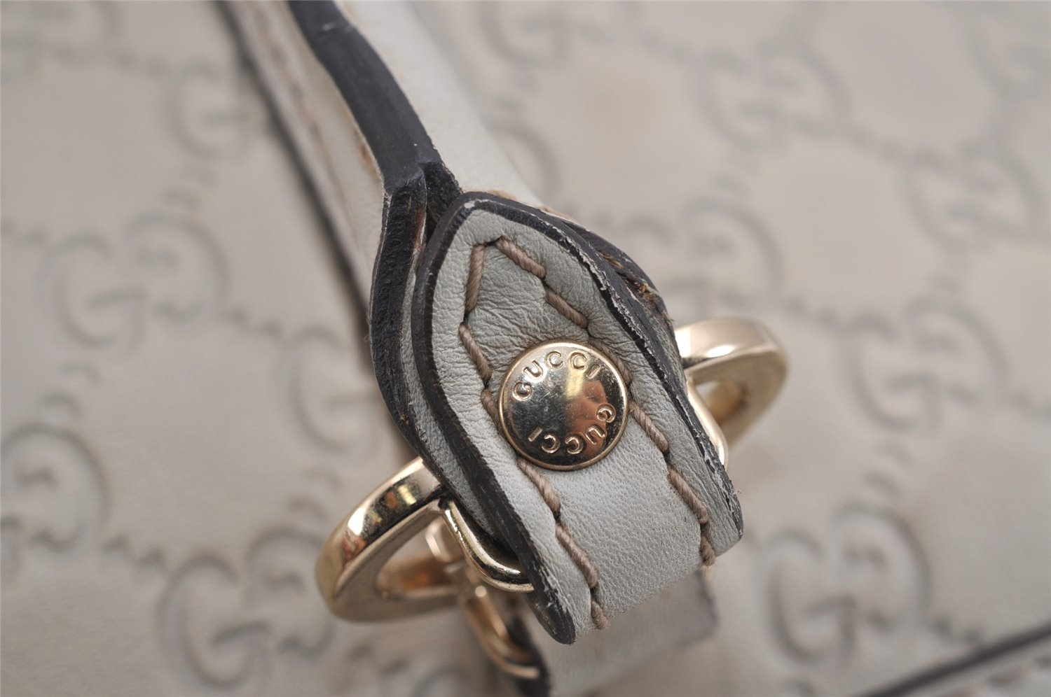 Authentic GUCCI Lovely Heart Guccissima GG Leather Tote Bag 257069 White 5153J