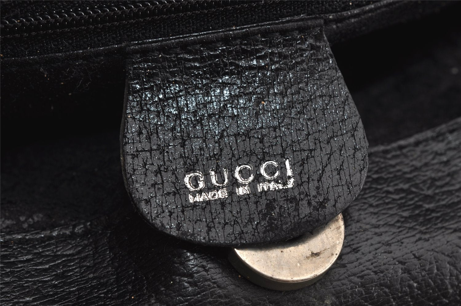 Authentic GUCCI Vintage Shoulder Hand Bag Leather Black Junk 5154J