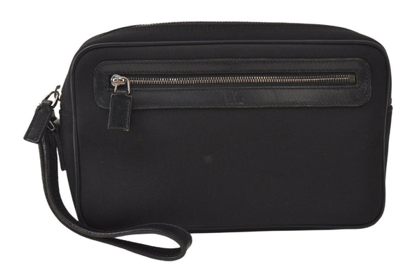 Authentic GUCCI Vintage Clutch Hand Bag Purse Nylon Leather 73956 Black 5155K