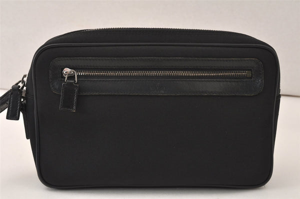 Authentic GUCCI Vintage Clutch Hand Bag Purse Nylon Leather 73956 Black 5155K
