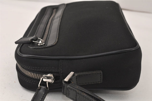Authentic GUCCI Vintage Clutch Hand Bag Purse Nylon Leather 73956 Black 5155K
