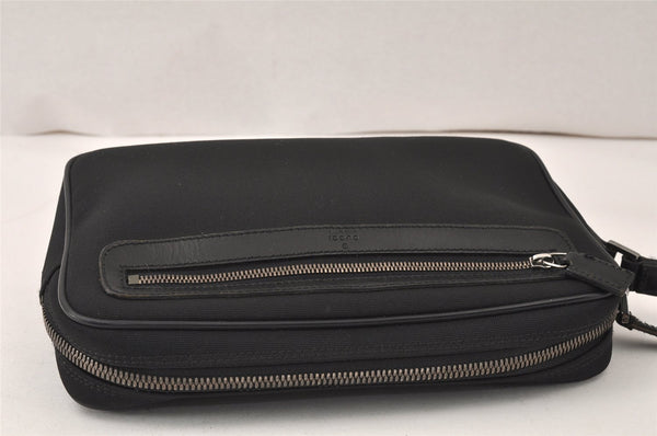 Authentic GUCCI Vintage Clutch Hand Bag Purse Nylon Leather 73956 Black 5155K
