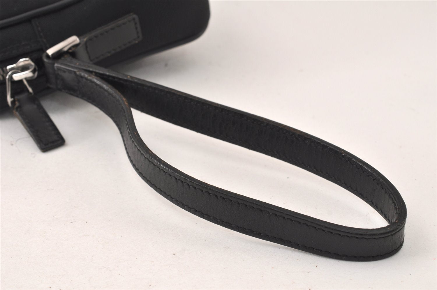 Authentic GUCCI Vintage Clutch Hand Bag Purse Nylon Leather 73956 Black 5155K