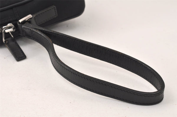 Authentic GUCCI Vintage Clutch Hand Bag Purse Nylon Leather 73956 Black 5155K