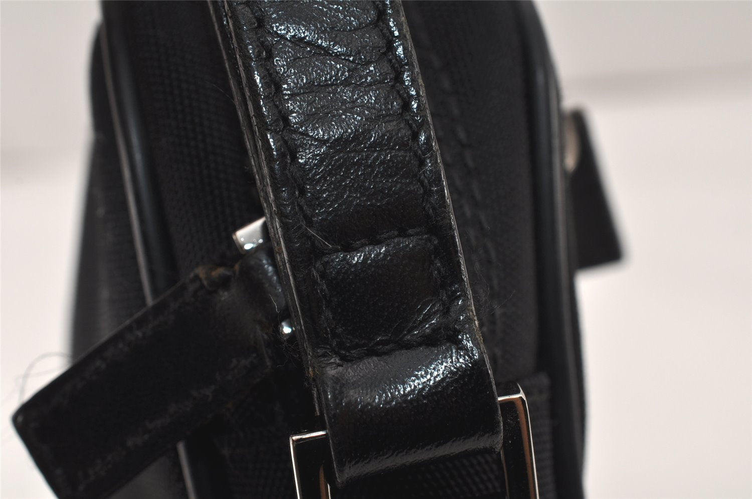 Authentic GUCCI Vintage Clutch Hand Bag Purse Nylon Leather 73956 Black 5155K