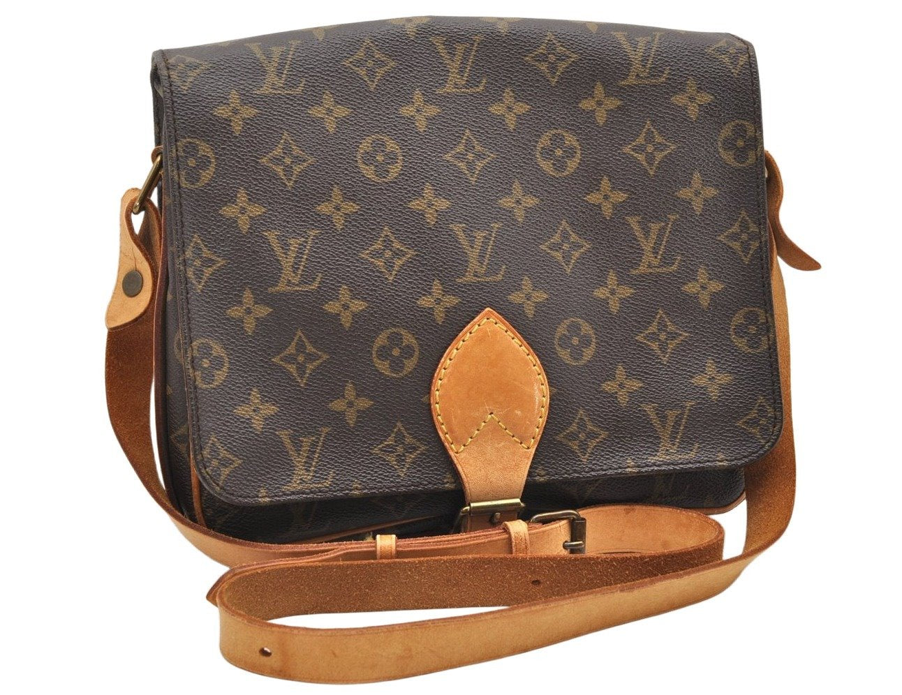 Authentic Louis Vuitton Monogram Cartouchiere GM M51252 Shoulder Cross Bag 5156K