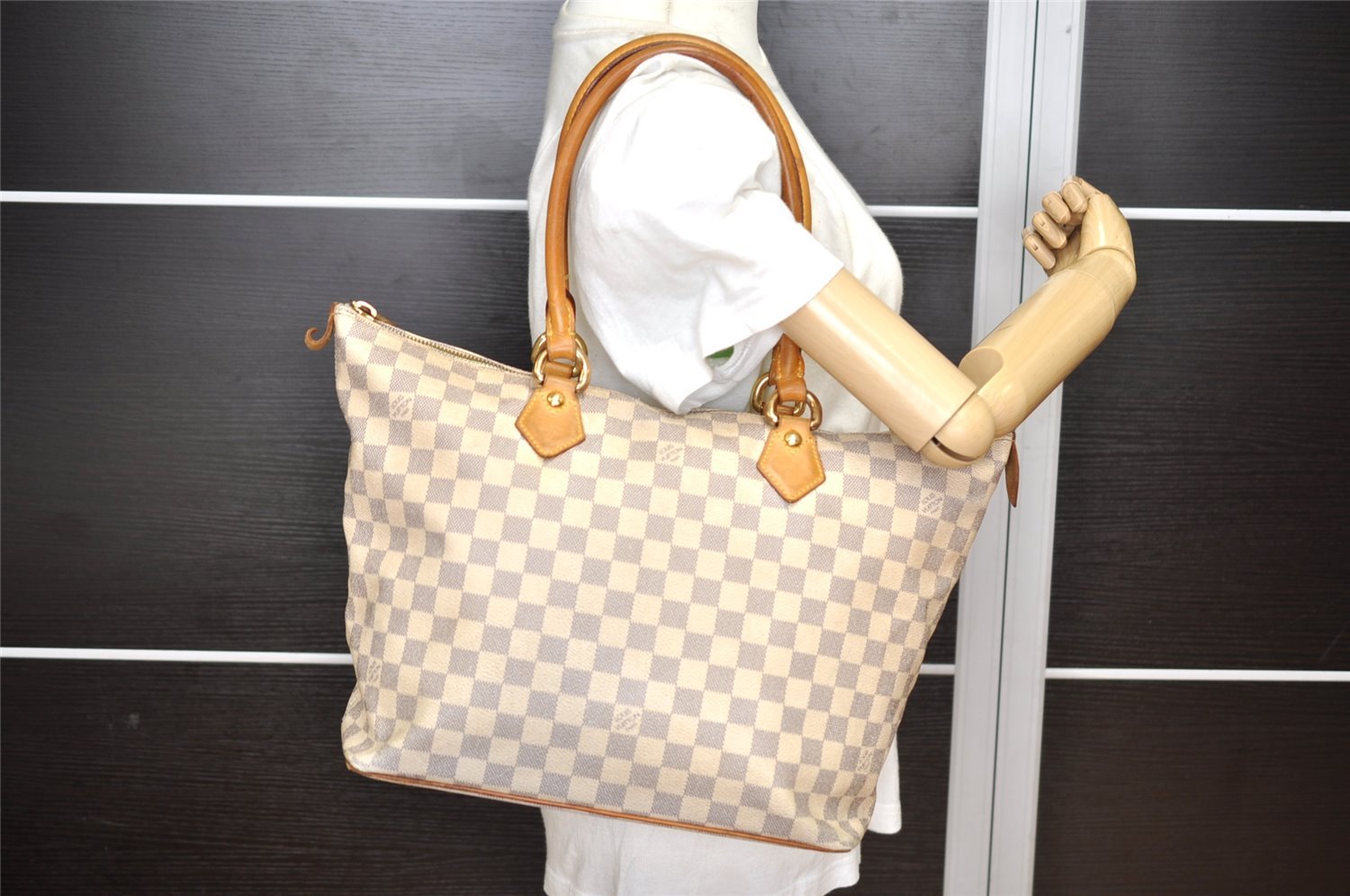 Authentic Louis Vuitton Damier Azur Saleya MM Shoulder Tote Bag N51185 LV 5158K
