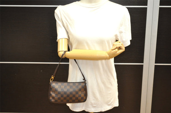 Authentic Louis Vuitton Damier Navona Hand Bag Pouch Purse N51983 LV 5161J
