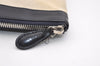 Authentic BALENCIAGA Navy Clip M Clutch Bag Canvas Leather 420407 White 5162J