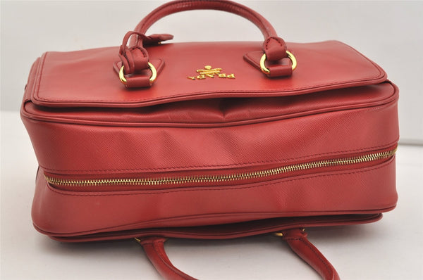 Authentic PRADA Vintage Leather Nappa Shoulder Hand Bag Purse Red 5164J