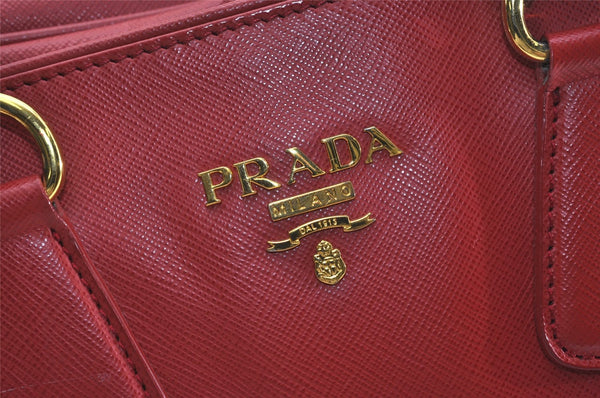 Authentic PRADA Vintage Leather Nappa Shoulder Hand Bag Purse Red 5164J
